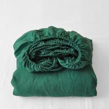 Forest green linen fitted sheet / Softened linen bed sheet / Deep pocket