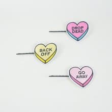 Rude Hearth Shaped Hair Clip Kawaii Cute Children Retro Geek Nerd Fun Gift