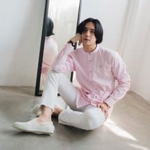 (SIZE M) SWALLOW // pink white check // men straight fit