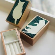 大白貓拼實木首飾盒
