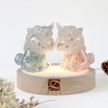 夢幻水晶獨角獸 一對燈座組 | 粉水晶 海藍寶 | 聖誕 交換禮物