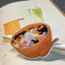 防水貼紙組 插畫-台灣小吃 珍奶 夏天 防水貼紙 行李箱 安全帽