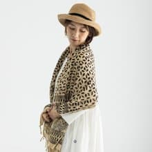 薄棉木刻印圍巾_黑