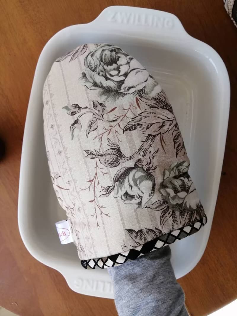 歐風玫瑰隔熱手套鐵灰