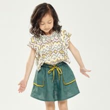 Ángeles-波西米亞荷葉上衣(黃綠/紅)