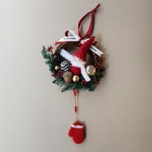 Xmas|永生雪松| 乾燥花圈 XS迷你紅色小帽娃娃聖誕花圈交換禮物