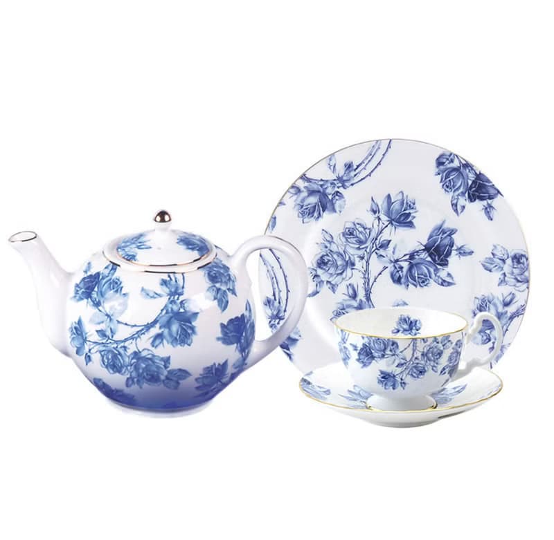 英國Aynsley 藍玫瑰系列 骨瓷奧本杯盤組150ml
