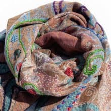 喀什米爾Cashmere/水煮羊毛披肩/針織圍巾/刺繡圍巾/羊絨披巾-花