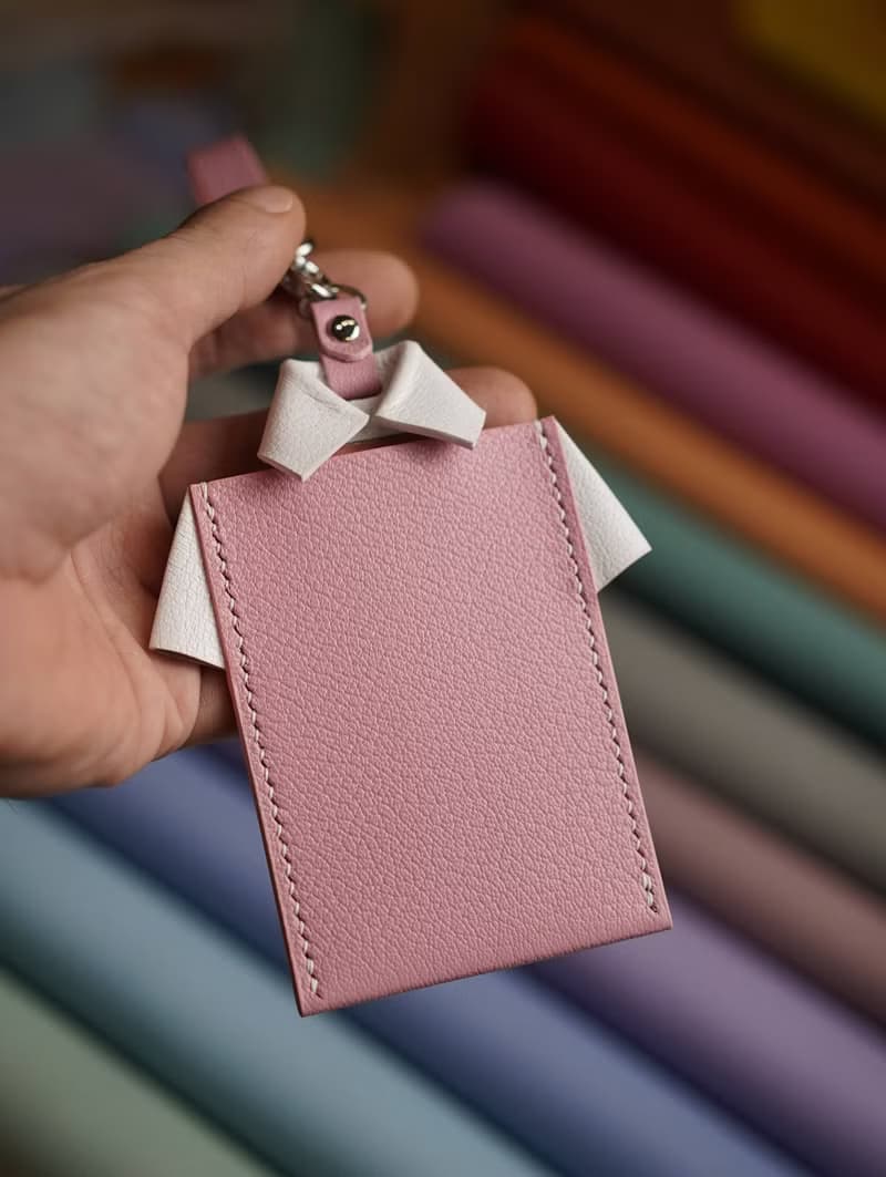 MOOS X WASOME ORIGAMI 證件套法國山羊粉紅色白色
