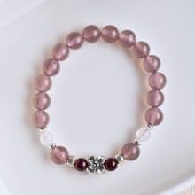 紫玉髓+石榴石+月光石純銀花朵手鍊