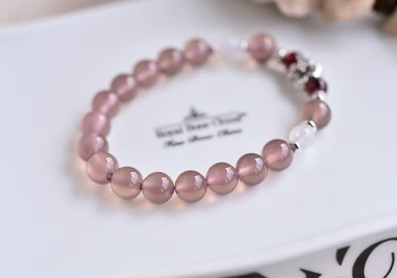 紫玉髓+石榴石+月光石純銀花朵手鍊