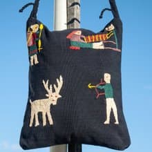 手縫純棉布側背包 刺繡斜背包 手工刺繡肩背包 手繡包-彩虹動物