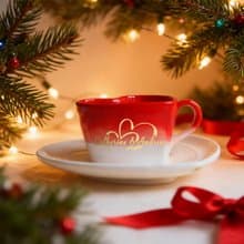 【聖誕限定禮盒】訂製紅色愛心形狀馬克杯 交換禮物 情侶陶瓷杯