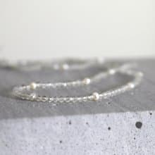 六月誕生石 項鍊 四月誕生石 白水晶 珍珠 - 生日快樂 -