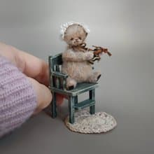 Miniature teddy bear with accessories Cute toy in vintage style