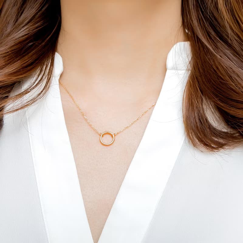 Round Silver 18K Gold Plated Necklace 圓圈純銀鍍18K金項鍊