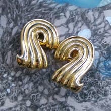 Vintage Jewelry 西洋古董飾品 對稱 波浪  夾式耳環