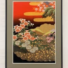 きものアート76　刺繍着物 和モダン 和風インテリア 花柄 プレゼント 結婚祝い 新築祝い 長寿祝い 縁起物