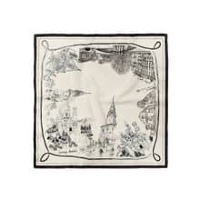 ::真絲絲巾100%silk:: —建築速寫印花大方巾 90x90cm禮