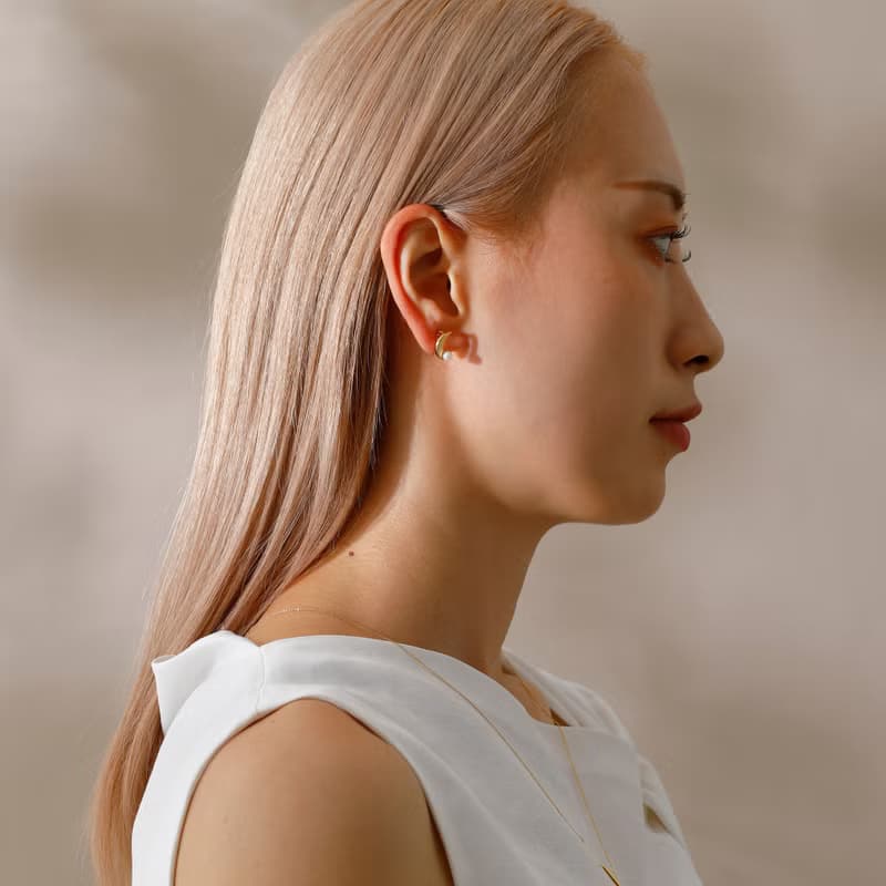 【Pinkoi限定商品】luna loop-fit earring GD　ループフィットイヤリング　月　三日月　パール　ゴールド