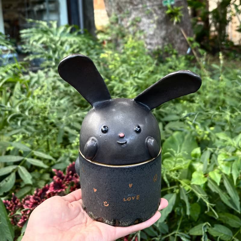 Blacky Bunny 陶罐 蠟燭罐