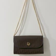 Dior稀有氣質啡金側斜背包手拿腋下袋 可單鏈雙鏈使用 日本中古