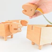 【原創好禮】長頸龍發票 收納盒 原木 真皮皮革 禮物