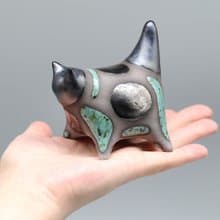Handmade Ceramic Cat Sculpture – Modern Clay Art Figurine, Unique Animal Decor,