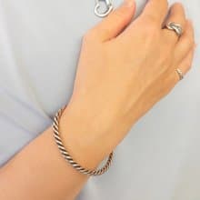 +經典極簡+925純銀飾 雙線麻花扭結編織手環 男女皆可 可訂製手圍