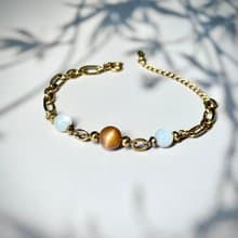 暖陽 太陽骨幹水晶手鍊 - 18K金醫療鋼/黃金太陽骨幹/月光