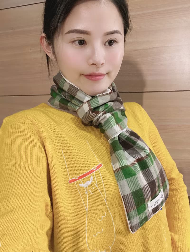 典雅格紋短圍巾/綠色