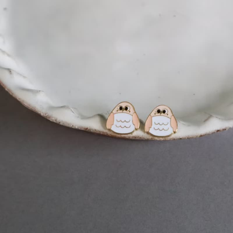 迷你貓頭鷹 鵂鶹 台灣特有種 owl 耳環 耳夾
