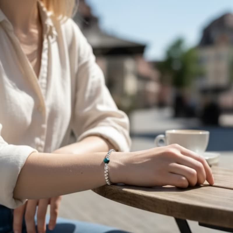 純銀 S925 銀珠 藍虎眼石手鍊2