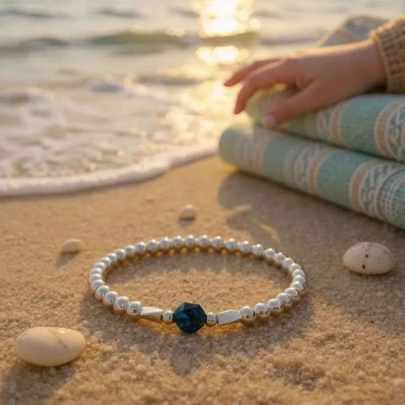 純銀 S925 銀珠 藍虎眼石手鍊2