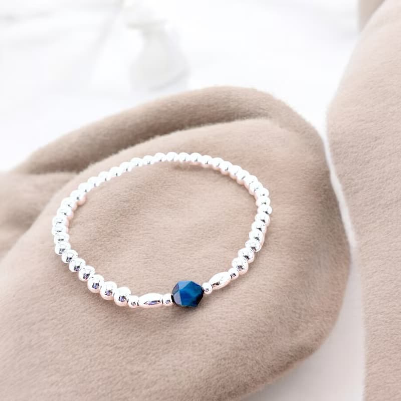 純銀 S925 銀珠 藍虎眼石手鍊2