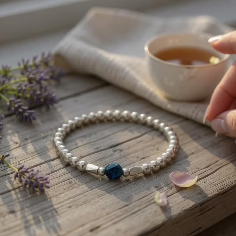 純銀 S925 銀珠 藍虎眼石手鍊2