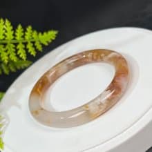 櫻花瑪瑙手鐲58MM 冰潤起光結晶飄花焦糖色玉髓手環 活潑純真友善