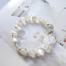 月光石愛心手鍊/人緣同鍍銀配件(銅鍍銀配件)