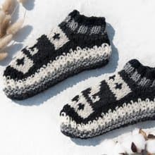 歐洲風鉤織襪 手織純羊毛針織襪/內刷毛條紋襪/羊毛鉤織長襪/保暖毛襪 聖誕禮物 情人節禮物 交換禮物 生日禮物-簡約日本