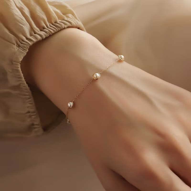 Visel 寶石甜餅手鍊-珍珠