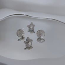 刺繡耳環 - 星辰 (兩款形狀)