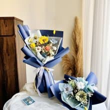 星願 乾燥花束 畢業花束 藍色系