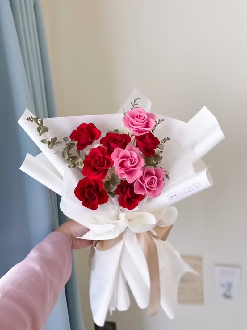 紅粉永生花束   情人節 送禮 生日禮 告白 求婚 韓式花束