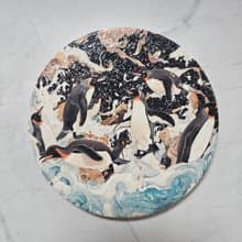 狂歡企鵝-晶雕陶瓷吸水杯墊