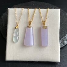 18K金 天然冰種翡翠 緬甸玉紫羅蘭翡翠平安無事排 冰豆 14KGB項鍊