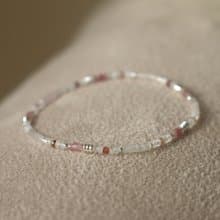 彈性 手環 紅寶石 月光石 天然石 - 惡作劇 -