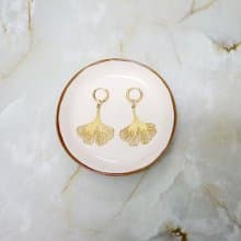 【福利品】簡約銀杏剪影 耳飾
