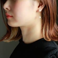 14kgf-W pearl slide pierced earrings & earcuff set