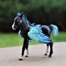 Blue Pegasus fantasy animal  figurine sculpture