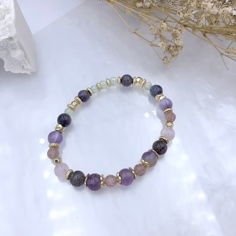 夢幻燈花 / 紫幽靈 血滴堇青 粉晶 薰衣草紫水晶 草莓晶 葡萄石